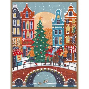 Amanti Art Snowfall in Amsterdam by Caroline Bonne Muller Canvas Wall Art Print Framed - 1 of 4