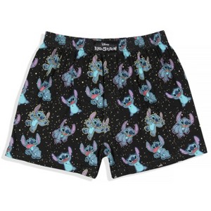Disney Men's Lilo And Stitch Floating In Space Multi-Character Boxer Shorts Black - 1 of 4