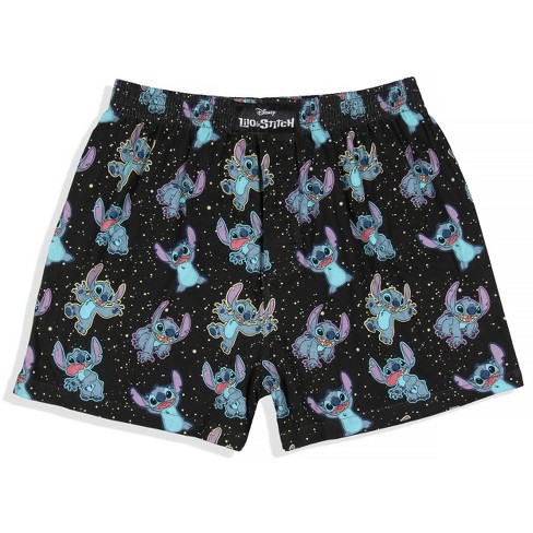 Disney Men's Lilo And Stitch Floating In Space Multi-character Boxer Shorts  Black : Target