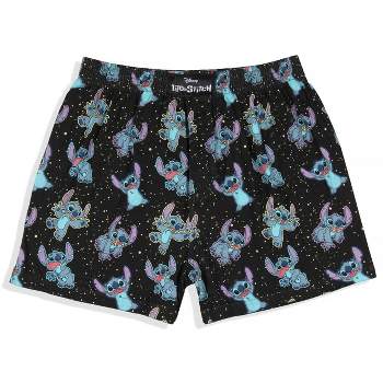 Disney Men's Lilo And Stitch Floating In Space Multi-Character Boxer Shorts Black