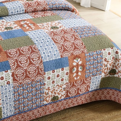 Marcielo 3 Piece Vintage Floral Patchwork Quilt Set Bedspread BY212 Colorful King — фото 6