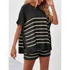 Imily Bela Women's Striped 2 Piece Outfits Oversized Batwing Short Sleeve Tops High Waisted Shorts Summer Knit Lounge Short Sets - 3 of 4
