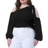 Agnes Orinda Women's Plus Size Long Sleeve Tie Cold Shoulder Casual Blouses - 2 of 4