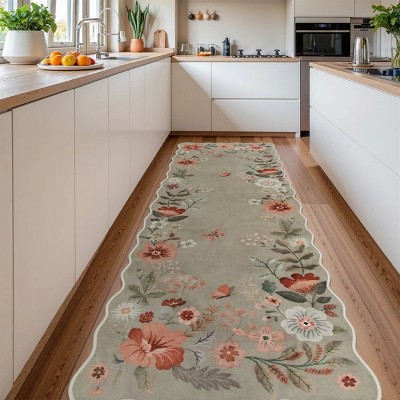Lahome Machine Washable Back to College Series Floral Plant Floor Mat-Natural Bio-Printed Soft Rug for Living Room, School, Bedroom, or Entryway