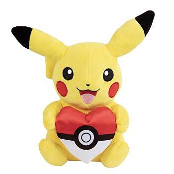 Pokemon Pikachu with Heart Poke Ball - 8" Stuffed Animal - Great Gift for Kids - Ages 8+