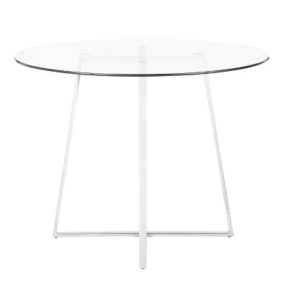 Cosmo 39.5" Chrome and Clear Glass Round Dining Table