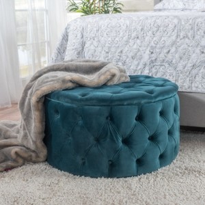NicBex Ottoman Foot Rest with Buttons Stylish Footstools and Ottomans Round Upholstered Velvet Ottoman for Bedroom, Living Room - 1 of 4