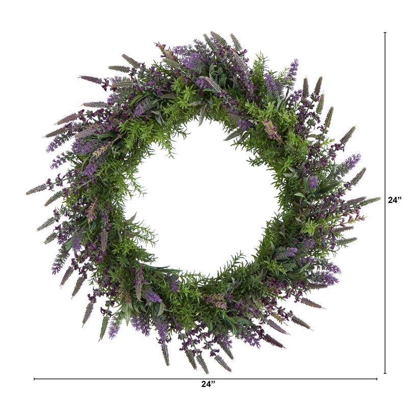 Nearly Natural 24” Lavender Artificial Wreath, 2 of 5