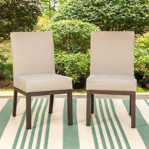 2pk Outdoor Dining Chairs with Metal Frame - Captiva Designs: Rust-Resistant, E-Coated, Polyester Cushions - 1 of 4