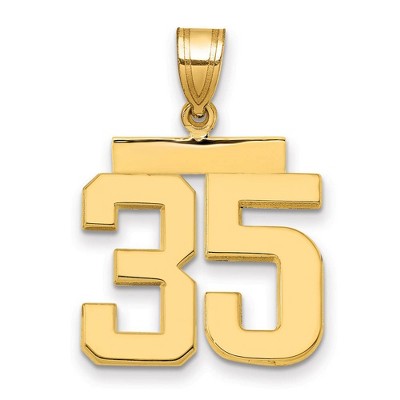 Black Bow Jewelry 14k Yellow Gold, Athletic Collection Medium Polished Number 35 Pendant