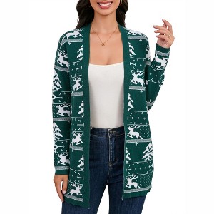 Christmas Cardigan For Women Casual Long Sleeve Round Neck Open Front Cardigan Sweaters - 1 of 4