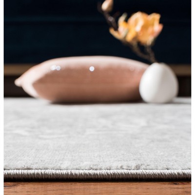 Gray Hand-knotted Synthetic Runner Rug, 24" x 18"