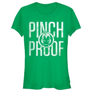 Juniors Womens Marvel St. Patrick's Day Iron Man Pinch Proof T-Shirt - 1 of 4