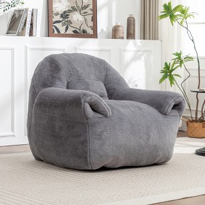 Racxily faux fur beanbag sofa with back support,footstool - adult/child,living room/bedroom filled floor sofa,available in multiple colors - 1 of 4