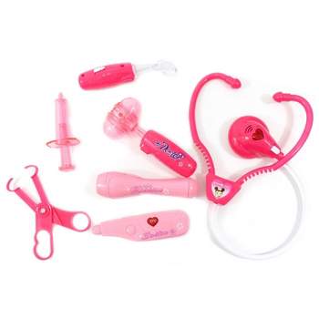 Insten 7 Pieces Doctor and Nurse Medical Kit Playset, Pretend Educational Toys for Kids, Pink