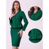 INSPIRE CHIC Women's Long Sleeve Collarless Peplum Blazer and Pencil Skirts Suit Set 2 Pcs - 2 of 4
