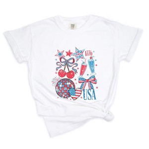 Simply Sage Market Patriotic Disco Collage Garment Dyed Tee - 1 of 4