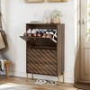 23.6" Mid-Century Modern Shoe Cabinet with 2 Flip-Top Drawers and Metal Legs, Entryway Storage Organizer for Hallway - 3 of 4