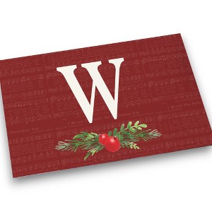 Personalization Mall Nostalgic Noel Burgundy Doormat, 18 x 27 - 1 of 1