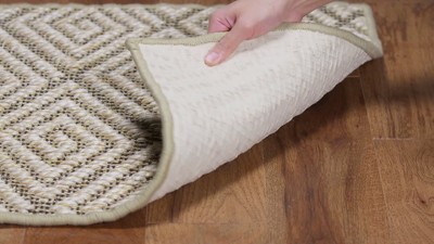 Beige Geometric Flat Woven Synthetic Area Rug 5' x 8'