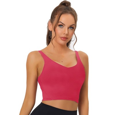 Allegra K Women's Workout Fitness Longline Wireless Padded Yoga Sports Bra