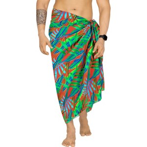 HAPPY BAY Men's Vacation Beachwear Lava Lava Sarongs Swimwear Cover Up Summer Long Holidays Wrap Vacation Pareo For Men One Size Multicolored, Leaf - 1 of 4