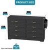 8 Drawers Dresser Vintage Double Dresser Chest of Drawers USB Power Station - 2 of 4