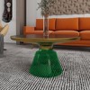 LeisureMod Tully Collection Glass Coffee Table, Gold Rim with Glass/ Sintered Stone Top - 3 of 4