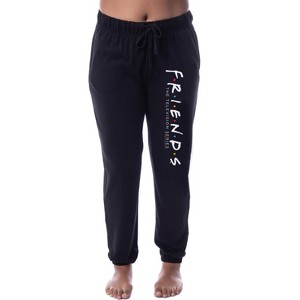 Friends TV Show Logo Womens' Sleep Jogger Loungewear Pajama Pants Black - 1 of 3