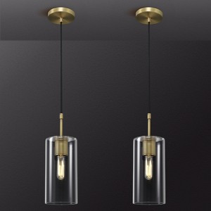 CityFurn 1-Light Cylinder Glass Pendant for Kitchen Island - 1 of 1
