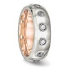 Chisel Stainless Steel Polished Rose IP-plated Inside with CZ Half Round 7mm Band Ring - 4 of 4