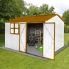 NicBex 10ftx8ft Outdoor Garden Shed Large Metal Storage Sheds with Hinged Door and Window for All Your Garden Needs, White+Yellow - 3 of 4