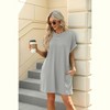 BLUEMING Womens T Shirt Dresses Crew Neck Mini Dresses Casual Short Sleeve Loose Flowy Dress with Pockets - 3 of 4