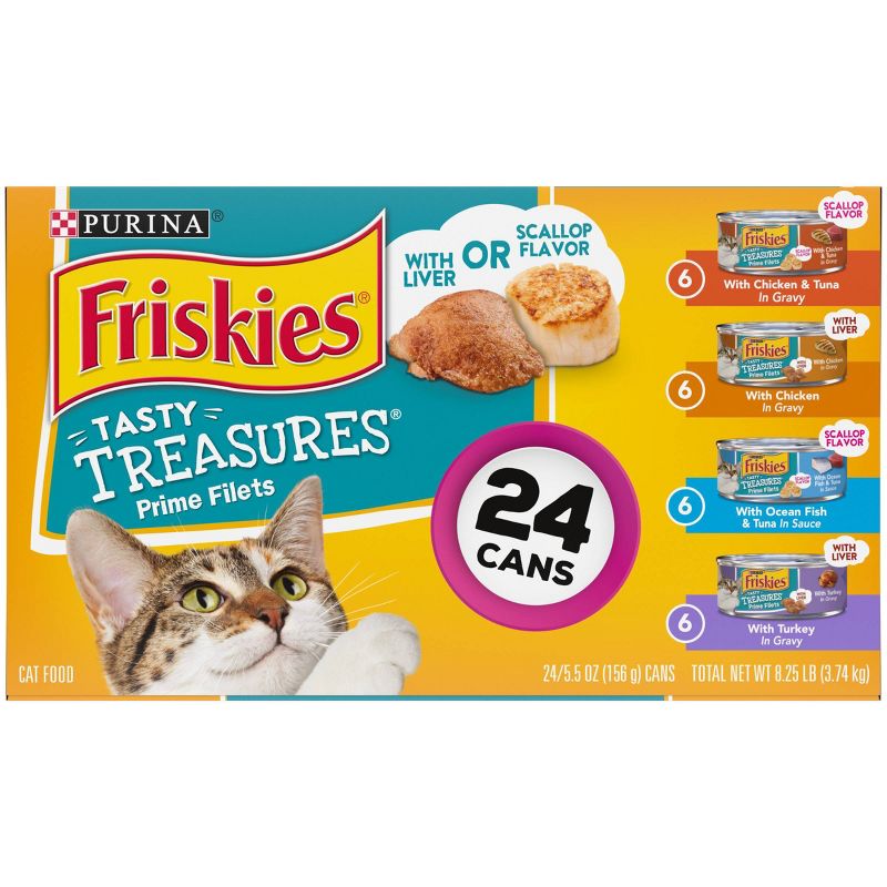 Purina Friskies Tasty Treasures Prime Fillets Ocean Fish, Chicken & Turkey Wet Cat Food - 5.5oz cans, 3 of 9