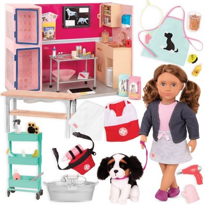 Our Generation Maddie & Healthy Paws Vet Clinic Playset 18" Doll & Pet Bundle