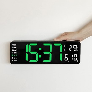 13-Inch Digital Wall Clock - Alarm Clock, Time and Date Display, Temperature and Week Display, Adjustable Brightness, Automatic Photosensitive Sensor - 1 of 4