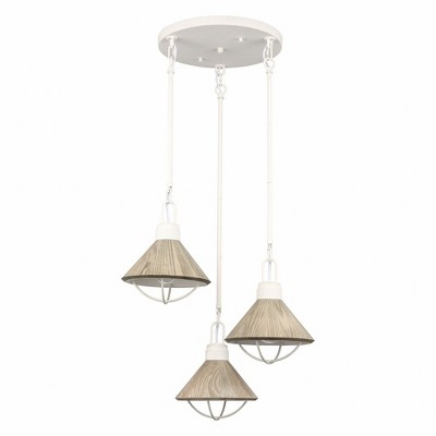 Cape May White Coral 3-Light Pendant with Whitewashed Driftwood Shade