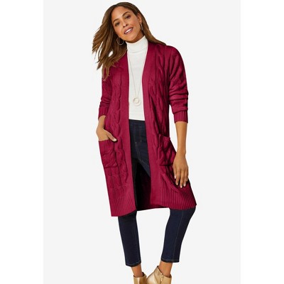 Women's Rib Duster Cardigan - Ava & Viv™ Burgundy 4x : Target