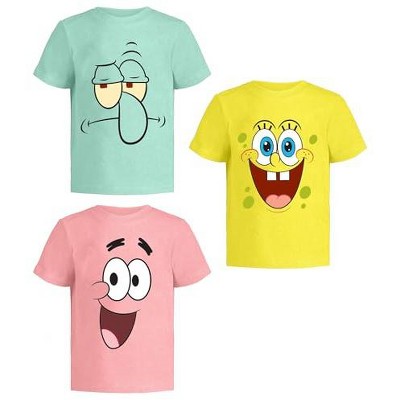 Nickelodeon Nickelodeon Spongebob Square Pants Shirts for Boys (3-Pack) KidsGraphic Tshirt for Toddler & Up - 4T Gn/YEL/Pk SS