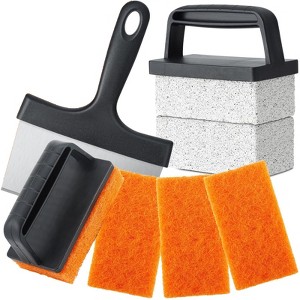 Aoibox Griddle Cleaning Kit with Grill Brick, Scraper & Brush for Flat Top Grills - Removes Stubborn Grease & Food Residue Safely - 1 of 4