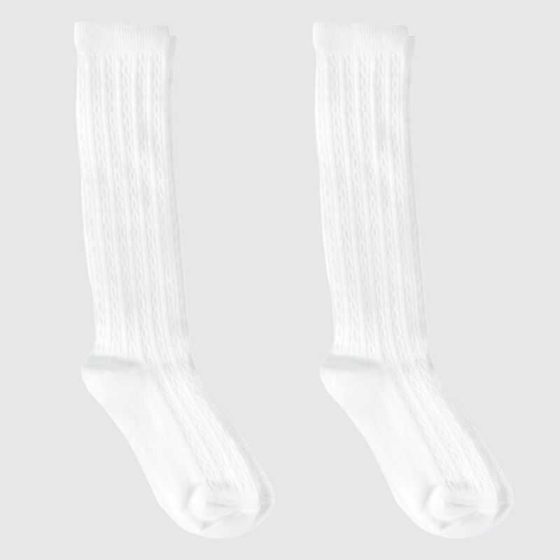 Girls' Knee-High Socks 2pk - Cat & Jack&#153; White, 1 of 4