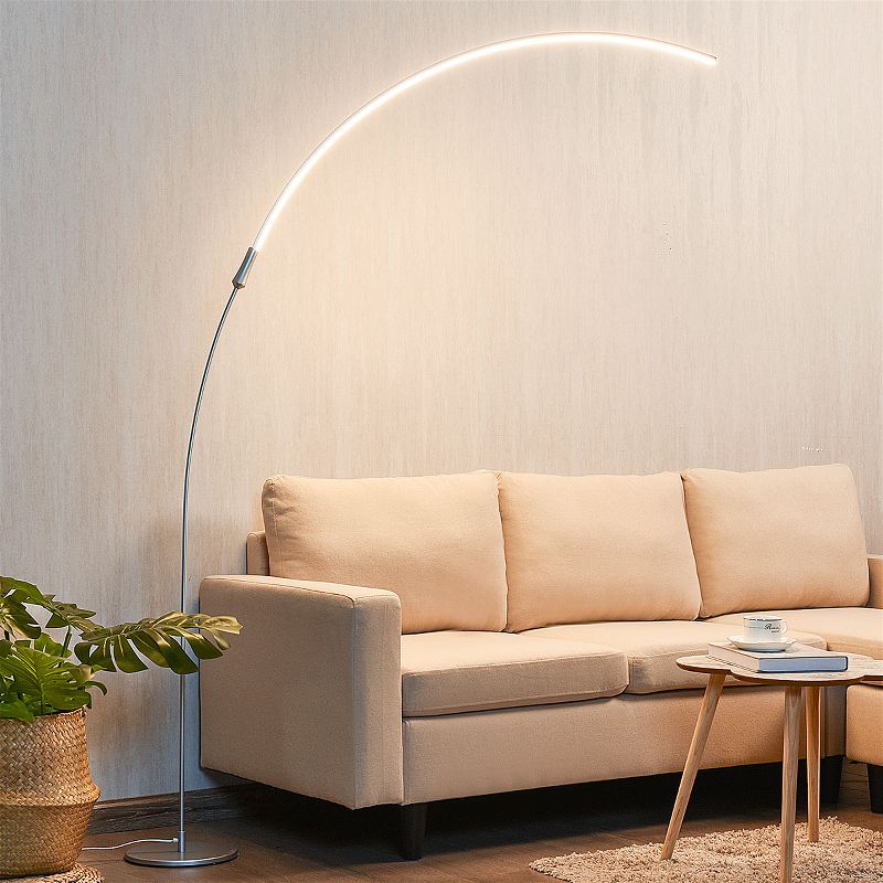 LED Arc Floor Lamp Modern Minimalist Standing Lamp w/ 3 Brightness Levels Silver, 4 of 11