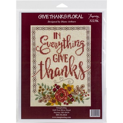 Imaginating Counted Cross Stitch Kit 7"X9"-Give Thanks Floral (14 Count)