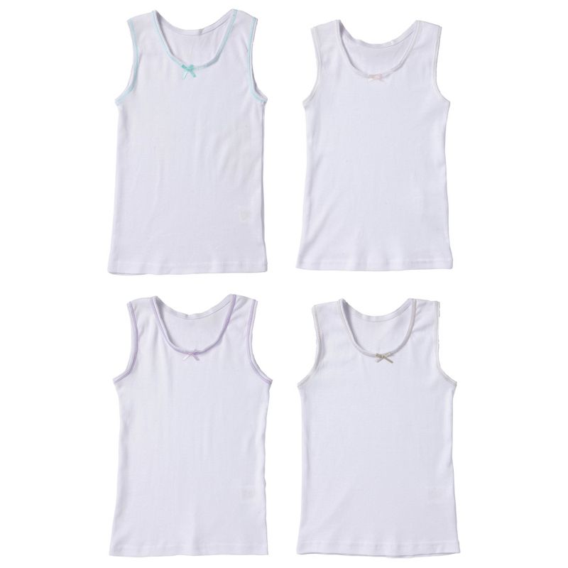 Sportoli Girls Ultra Soft 100% Cotton Tagless Tank Undershirts 4-Pack, 2 of 7