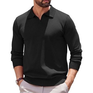 COOFANDY Long Sleeve Polo Shirts Knit Polo Sweater Pullover Sweater - 1 of 4