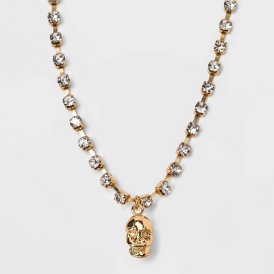 Skull Charm Chain Collar Necklace - Wild Fable™ Gold