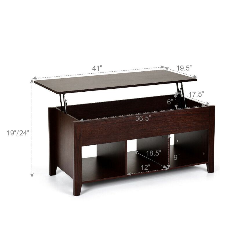 Costway Lift Top Coffee Table w/ Hidden Compartment Storage Shelf Living Room Furniture, 2 of 11
