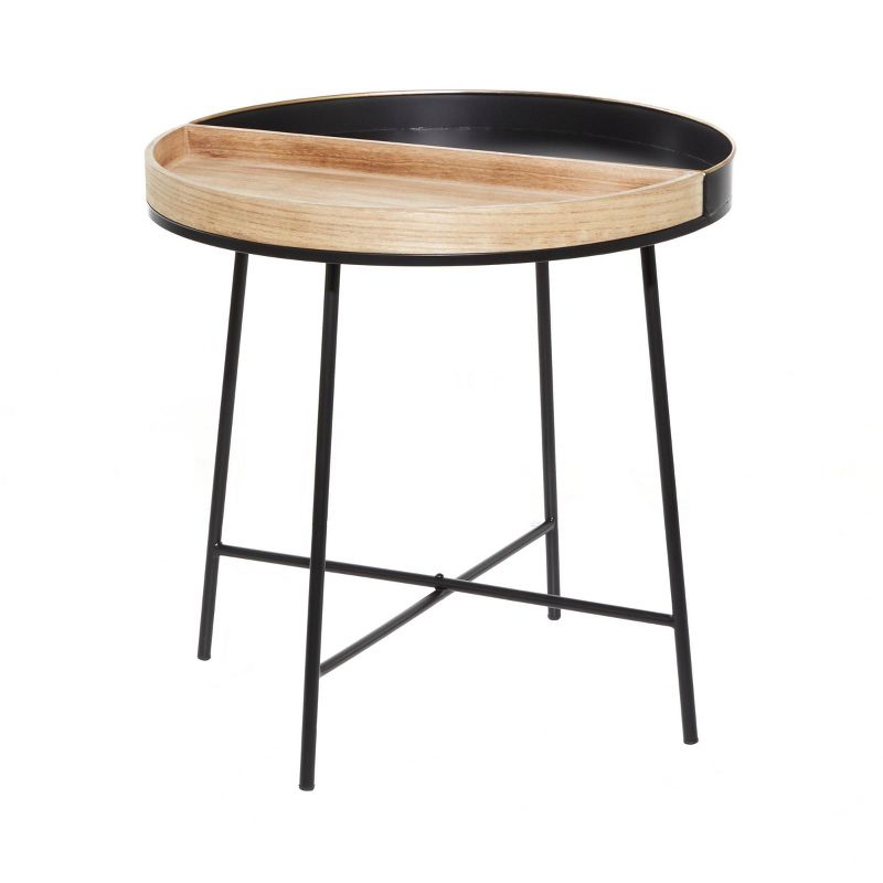 Contemporary Metal and Wood Accent Table - Olivia & May, 1 of 6