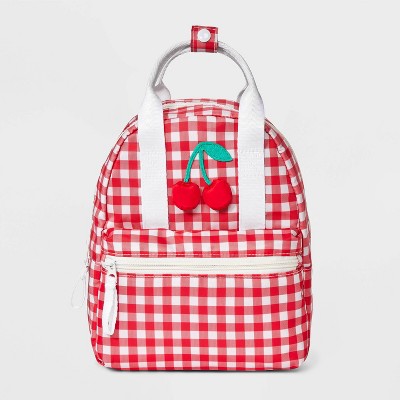 Girls' 10" Cherry and Gingham Mini Backpack - Cat & Jack™ White/Red