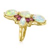 Ross-Simons Opal and 1.30 ct. t.w. Rhodolite Garnet Flower Ring in 18kt Gold Over Sterling - 3 of 4